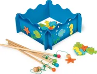 Small Foot 8196 Angelspiel Seewelten aus Holz, mit 4 Angeln, mehrfarbig, 24-teilig (1 Set)