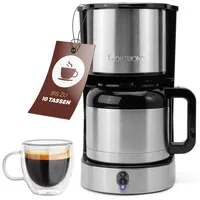 Clatronic Kaffeemaschine mit Thermoskanne für 8–10 Tassen Kaffee (ca. 1,2L) | Filterkaffeemaschine Edelstahl | doppelwandige Thermoskanne | kein Temperaturverlust | Kaffeemaschine 800W | KA 3805