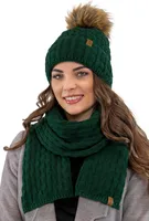 Vivisence damen bommelmütze und schal set warm kopfbedeckung und halsbedeckung an winter und herbst warm dick, wintermütze mit bommel, winterset für frauen, hergestellt in eu, grün, einheitsgröße