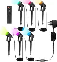 Jopassy LED Gartenstrahler mit Erdspieß 6er Set, Gartenleuchte Gartenbeleuchtung mit Stecker Wasserdicht IP65 RGB