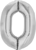 Folienballon Zahl 0, ca. 80 cm, silber, für Luftbefüllung