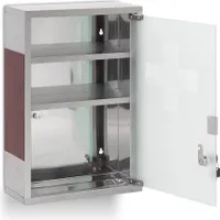 relaxdays Medicine cabinet EMERGENCY stainless steel XL without standard silver