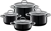 Silit Passion Black Topfset Induktion 4-teilig, Kochtopf Set mit Glasdeckel, Silargan Funktionskeramik, Induktions Töpfe Set , schwarz