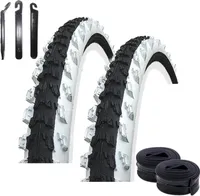 Angebot-Set / 2 x Kenda K-829 MTB 24" Fahrradreifen Fahrradmantel Schwarz/Weiß 50-507 ( 24x1.95 ) + 2 passende Schläuche AV inkl. 3 Reifenheber