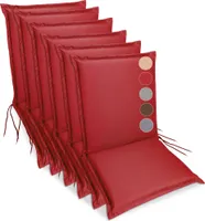 sunnypillow 6er Set Gartenstuhlauflagen  100 x 50  extra dick 9cm  Niedriglehner Auflagen waschbar wasserdicht  Polsterauflagen Outdoor Stuhlauflagen Polster Sitzkissen Gartenstuhl  Rot