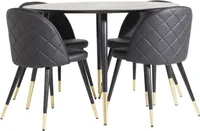 DippØ115BLBR jedálenský set jedálenský stôl čierny a 4 stoličky Velvet stolové syntetická koža čierna.