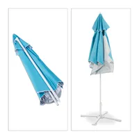 relaxdays plážový slunečník beach shell round, modrý Ø 180,0 cm