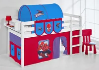 Lilokids Spielbett JELLE Spiderman - weiß - mit Vorhang und Lattenrost - , Maße: 208 cm x 113 cm x 98 cm; T-JELLE2054KW-SPIDERMAN