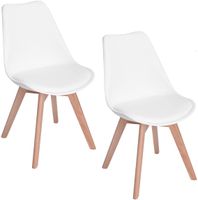 2er Set Esszimmerstühle Skandinavischer Küchenstuhl in Weiß Kunstlederkissen 