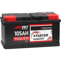 LANGZEIT Autobatterie 105AH 12V 900AEN Starterbatterie +30% mehr Leistung ersetzt Batterie 88Ah 90Ah 92Ah 95Ah 100Ah