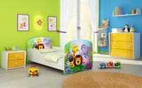 ACMA I Jugendbett Kinderbett Junior-Bett Komplett-Set mit Matratze Lattenrost Weiß 01 Zoo 140x70