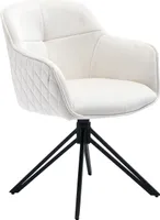 SalesFever Armlehnstuhl mit 360° Drehfunktion | Wabensteppung | Bezug Samt | Stuhlbeine Metall | B 59 x T 60 x H 83 cm | beige – schwarz