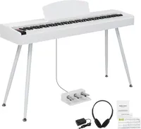 FCH Electric Piano 88 kláves Weighted Piano,Electric Piano Digitální elektrické piano se stojanem, trojitým pedálem, USB-MIDI a sluchátky, bílé
