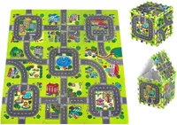 Mata edukacyjna piankowe puzzle 90 x 90 x 1cm z obrzeżem - pianka EVA - wzór: miasto drogi ulice