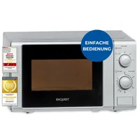 Exquisit Mikrowelle MW 802 Silber | 700 Watt | 5 Leistungsstufen | Timer Timer | Auftaufunktion | 25,5cm Ø Drehteller