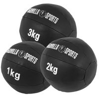 GORILLA SPORTS® Medizinball - Set 6kg Gewichte, 29cm, aus Leder, Schwarz - Trainingsball, Fitnessball, Gewichtsball, Slam Ball