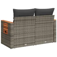 vidaXL Zahradní pohovka 2-sedák s polštářem Grey Poly Rattan