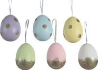 Ostereier zum Aufhängen mit Glitzer Punkten 6cm Pastell Mix 12 Stück