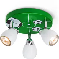 BRILLIANT LED Spotrondell Soccer | stropné svetlo vhodné pre deti | 3-plameňové | kovové | zelené/čierne/biele | otočné hlavy | 3x GU10 max. 3 W
