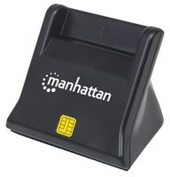 Manhattan USB 2.0 Smartcard-/SIM-Kartenlesegerät mit Standfuß - USB-A-Stecker - Kontaktlesegerät - Desktop - extern - schwarz - USB 2.0 - 0,86 m - Schwarz - 60 g