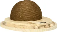 PawHut Interaktywny drapak, zabawka dla kota 2 w 1 z piłeczką i drapakiem, meble do drapania dla kotów, juta, drewno sosnowe, natura+kawa, 39,5 x 32,5 x 14,5 cm