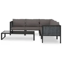 vidaXL 6-tlg. Garten-Lounge-Set mit Auflagen Poly Rattan Anthrazit