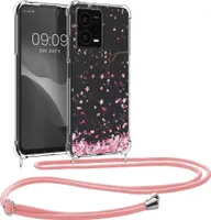 kwmobile Necklace Case kompatibel mit Xiaomi Redmi Note 12 Pro+ 5G / Note 12 Pro Plus 5G Hülle - Silikon Cover mit Handykette - Rosa Dunkelbraun
