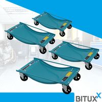 Bituxx 4 Stück Rangierhilfen Rangierroller Rangierheber für PKW Auto Anhänger belastbar bis 450 kg pro Rangierroller Blau MS-15322