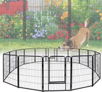 Sessamen-LP Výbeh pre šteňatá Ohrádka pre psov s 2 dvierkami 16-dielna 65x80cm Čierna kovová sieť Vnútorná a vonkajšia klietka pre králiky, mačky, šteňatá