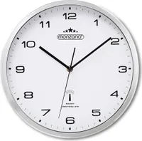 MONZANA® Wanduhr Funk Ø31cm Geräuscharm Automatische Zeitumstellung inkl. AA-Batterie Großes Ziffernblatt Weiß Quarzuhr Analog Wohnzimmer Büro Silber