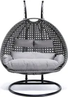 HOME DELUXE - Polyrattan Hängesessel TWIN Grau - 145x74x126 cm - inkl. Kissen