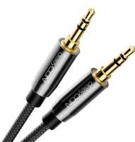deleyCON 3,0m Klinken Kabel mit Nylon Mantel - Stereo Audio - AUX - 3,5mm Klinken Stecker zu 3,5mm Klinken Stecker - Vergoldete Stecker - Schwarz