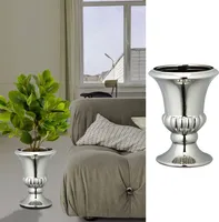 Bodenvase silber glänzend H ca.20cm Steinzeug Blumenvase Dekovase Steingut-Vase