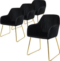 ML-Design 4er Set Esszimmerstuhl mit Rückenlehne, Schwarz, aus Samt