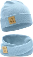 Bubalove | Kinder Beanie Mütze | Loop Schal | SET | Hellblau | 36-40 cm | Frühling | Kindermützen für Jungen und Mädchen