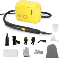 COSTWAY Dampfreiniger 1500W 3 bar, 10s Aufheizzeit, bis zu 180℃, Tank: 1L (Wasser nachfüllbar), Handgerät mit 10 Zubehörteilen & Gürtel Gelb
