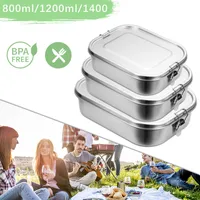 Wolketon 800ml+1400ml Brotdose Metall Brotdose Thermobehälter Lunchbox BPA frei Edelstahl