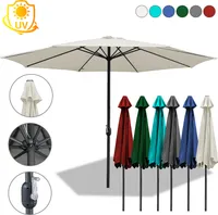 Wolketon 3m-3.5m Sonnenschirm Marktschirm mit Handkurbel UV40+ Outdoor-Schirm Terrassen Gartenschirm,Rot,3.5m