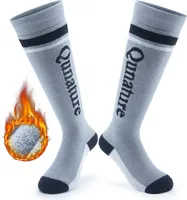 Qunature Skisocken Wintersocken Ski Kniestrümpfe mit Wolle 1 Paar, Kinder, Grau, S