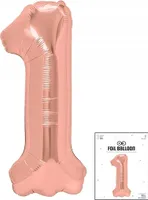 Balónek Fool Digital 1 Rose Gold Na Narozeninovou Oslavu 40Cm