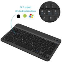 Bluetooth Tastatur Deutsche QWERTZ Kabellos 7 Farbig Für iPad Tablet Android Windows iOS
