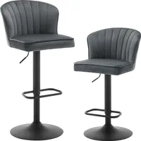 EUGAD 2 x Barhocker höhenverstellbar, 360° drehbar, Samt, Dunkelgrau