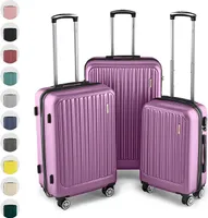 Easy Move ABS Hartschalenkoffer - Trolley Koffer mit 360° Rädern, Zahlen-Schloss - Reisekoffer, Hartschalenkoffer, Luggage (Lila, Set)