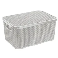 BranQ Rattan Korb mit Deckel Aufbewahrungskorb Aufbewahrungsbox grau 10 Liter