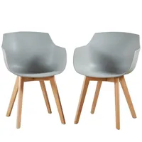 HJ_WeDoo 2er Skandinavisch Wohnzimmerstuhl Modern Esszimmerstühle, Retro Design Stuhl für Büro Lounge Küche, Grau