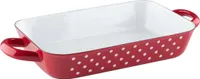 Riess Bratpfanne 26/17cm Brat/Backform Emaille Country Pünktchen rot