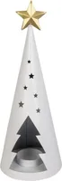 Teelichthalter - Weihnachtsbaum - weiß/gold - ca. 12 x 32,5 cm