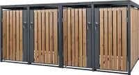 ML-Design 4-košový box na 4 koše 240L 264x80x116,3 cm antracitový dubový vzhľad, oceľ, odolný voči poveternostným vplyvom/uzamykateľný