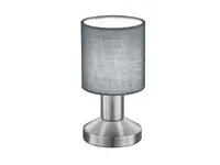 Trio Leuchten Garda stolová lampa, 595400111, matný nikel, E14, sivé látkové tienidlo, 9,5 x 9,5 x 18 cm, On/Off Touch