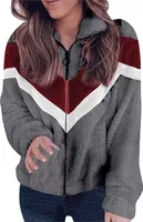 ASKSA Damen Sweatshirt Plüsch Oberbekleidung Langarm Winterjacke mit Reißverschluss Fleece Jacke, Dunkelgrau, 5XL